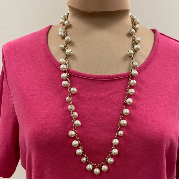 J. Crew gold and Pearl long necklace - Picture 5 of 5